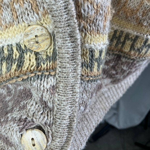 Talbots Women's Cardigan Sweater M Irish Linen Blend Button Front Knit Beige VTG - Picture 7 of 13